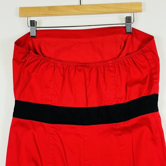 Hearts & Roses Red Sleeveless Strapless Rockabilly Nautical Dress Womens 16 US - Picture 5 of 8